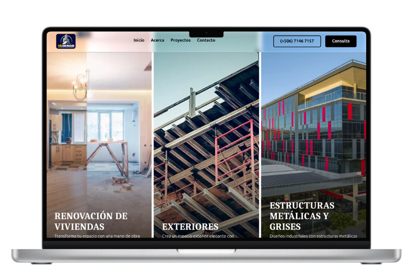 Vista previa del sitio web de una empresa constructora